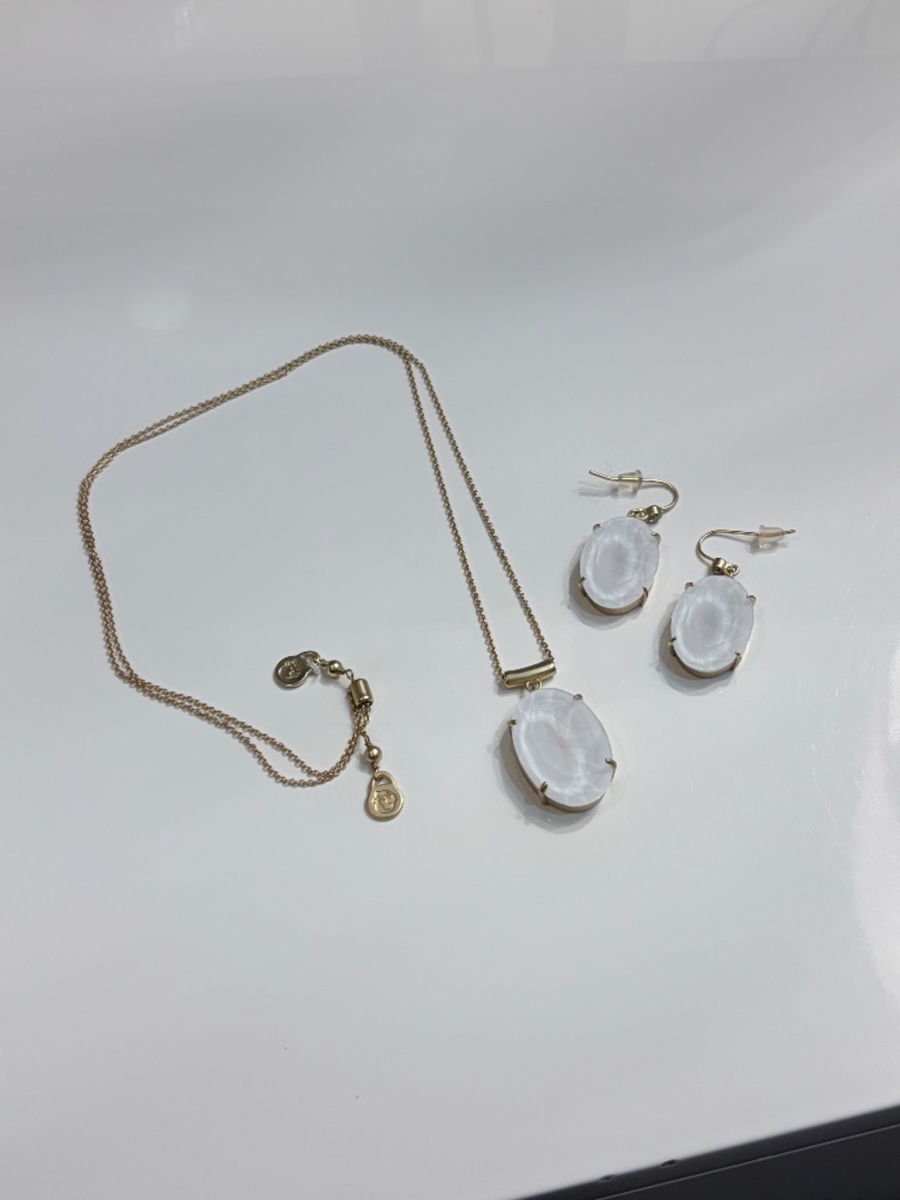 Spartina 449 White Stoned pendant and earring set